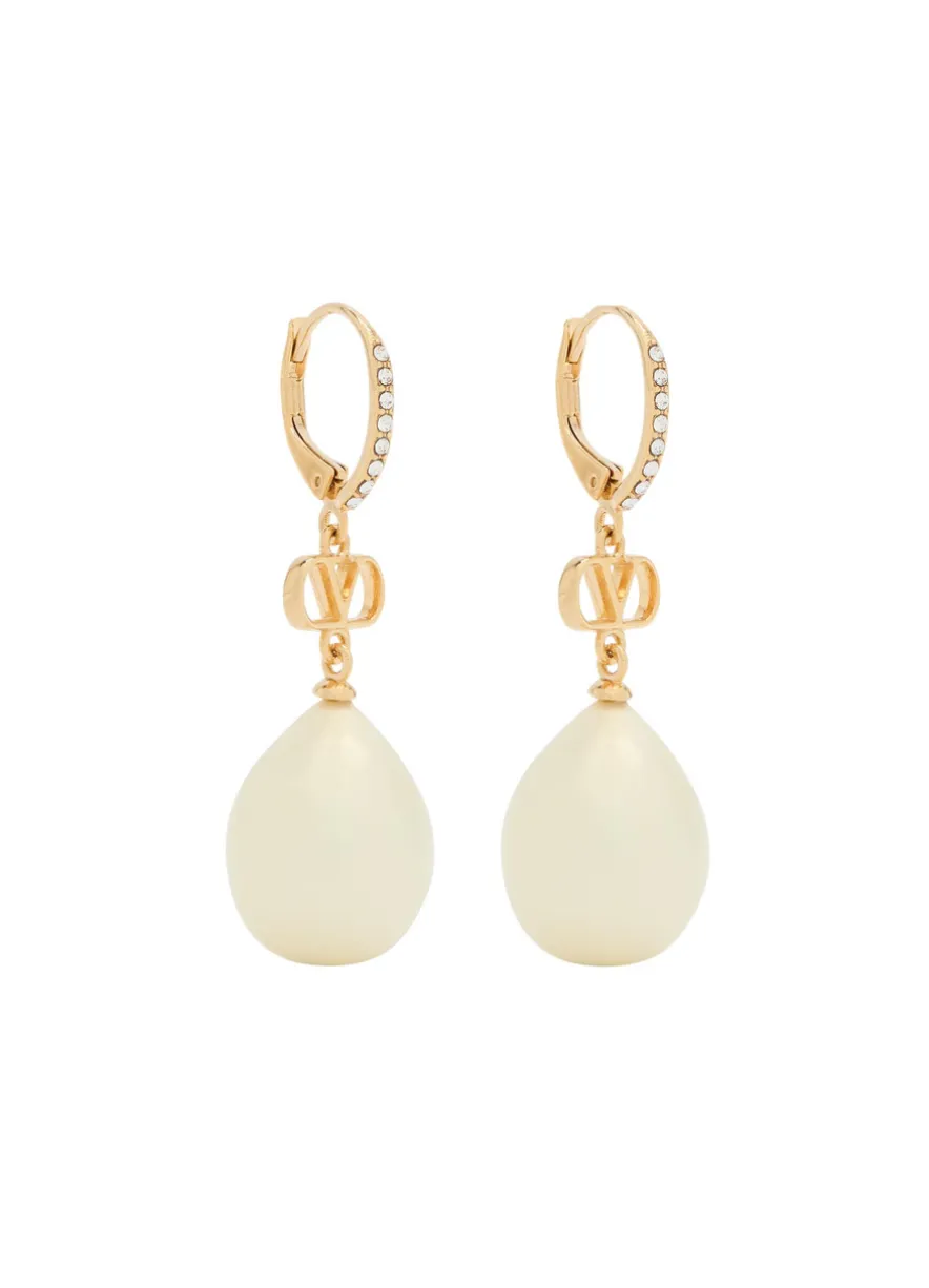 VLogo Swarovski® crystal and pearl drop earrings