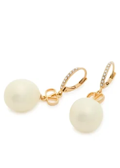 VLogo Swarovski® crystal and pearl drop earrings