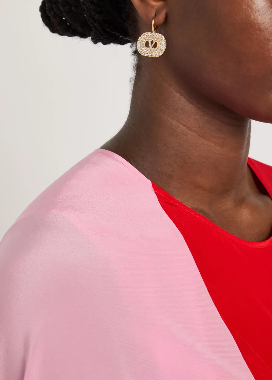 VLogo two-toned crystal-embellished drop earrings