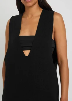 V-neck cashmere and wool-blend tank top