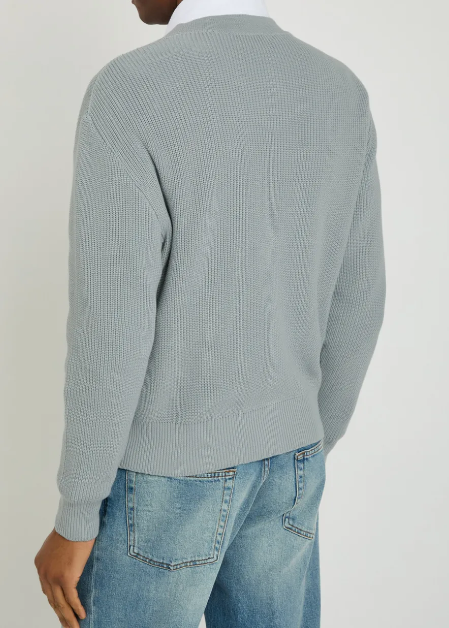 V-neck knit cotton cardigan