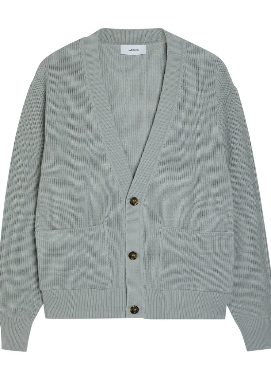 V-neck knit cotton cardigan