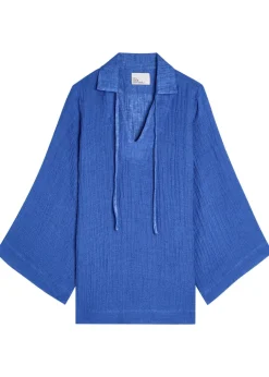 V-neck linen-blend tunic