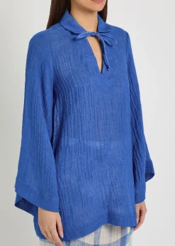 V-neck linen-blend tunic