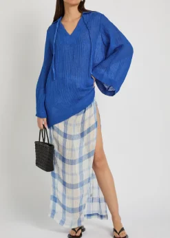 V-neck linen-blend tunic