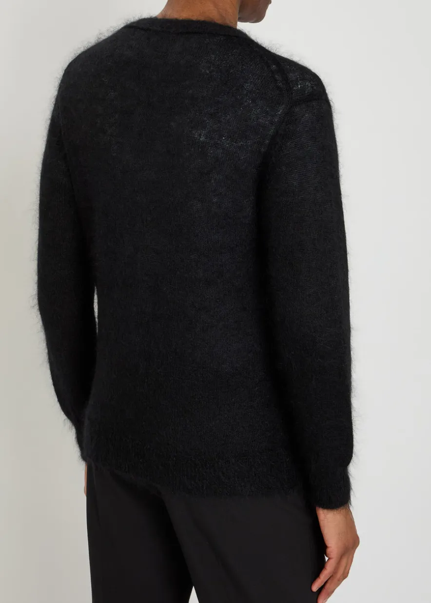 V-neck mohair-blend cardigan