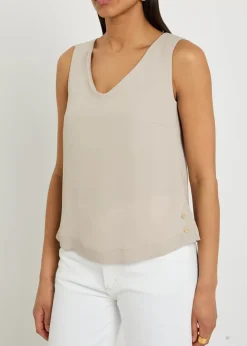 V-neck satin-crepe top