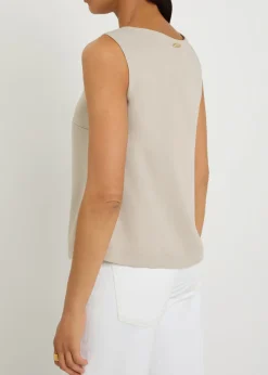 V-neck satin-crepe top