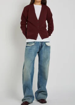 V-neck wool cardigan