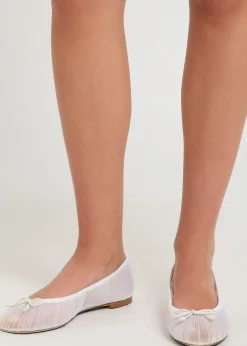 Voile mesh and satin ballet flats