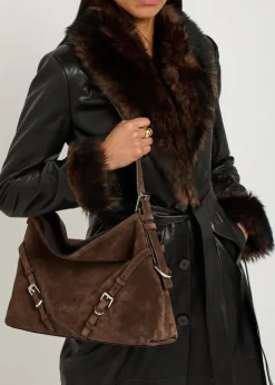 Voyou medium suede shoulder bag