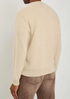 Waffle cashmere-knit henley jumper