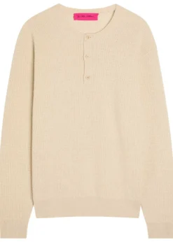 Waffle cashmere-knit henley jumper