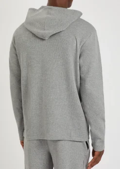 Waffle hooded cotton-blend sweatshirt