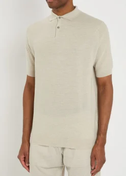 Waffle merino wool polo shirt