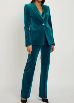 Waist coat-effect velvet blazer