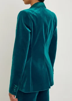 Waist coat-effect velvet blazer