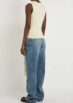 Waist Tie cotton and cashmere-blend tank top