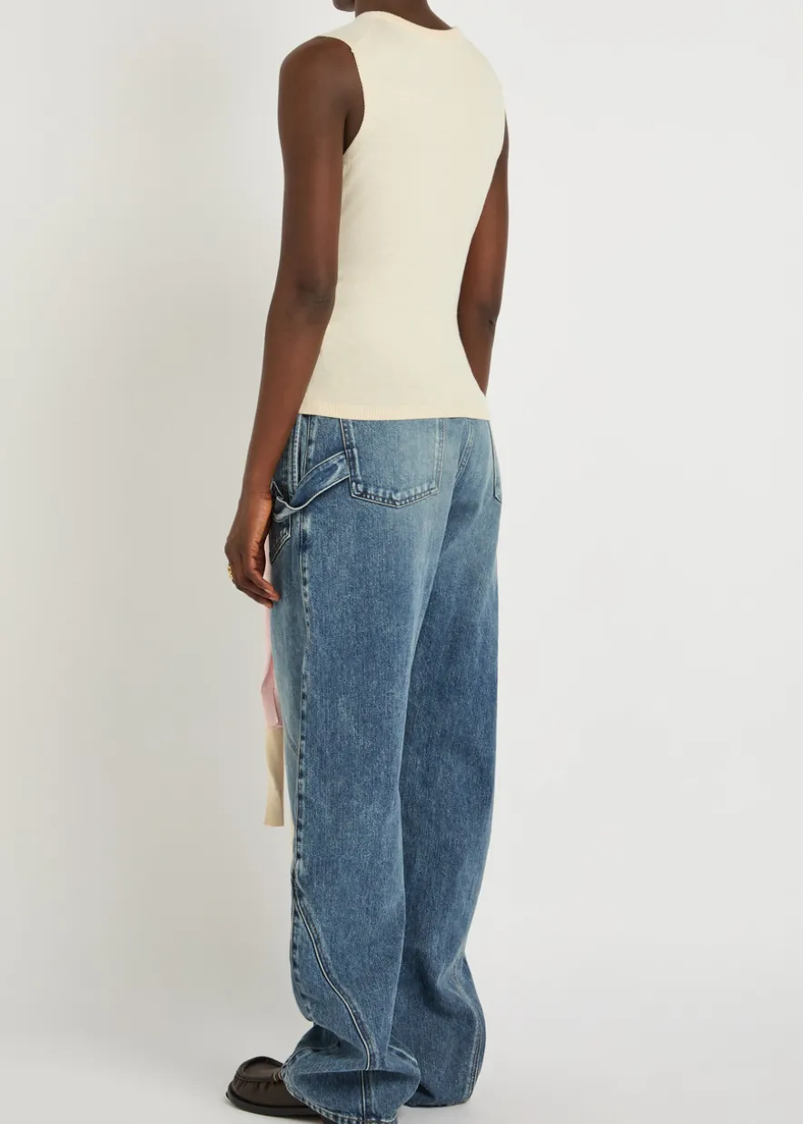 Waist Tie cotton and cashmere-blend tank top