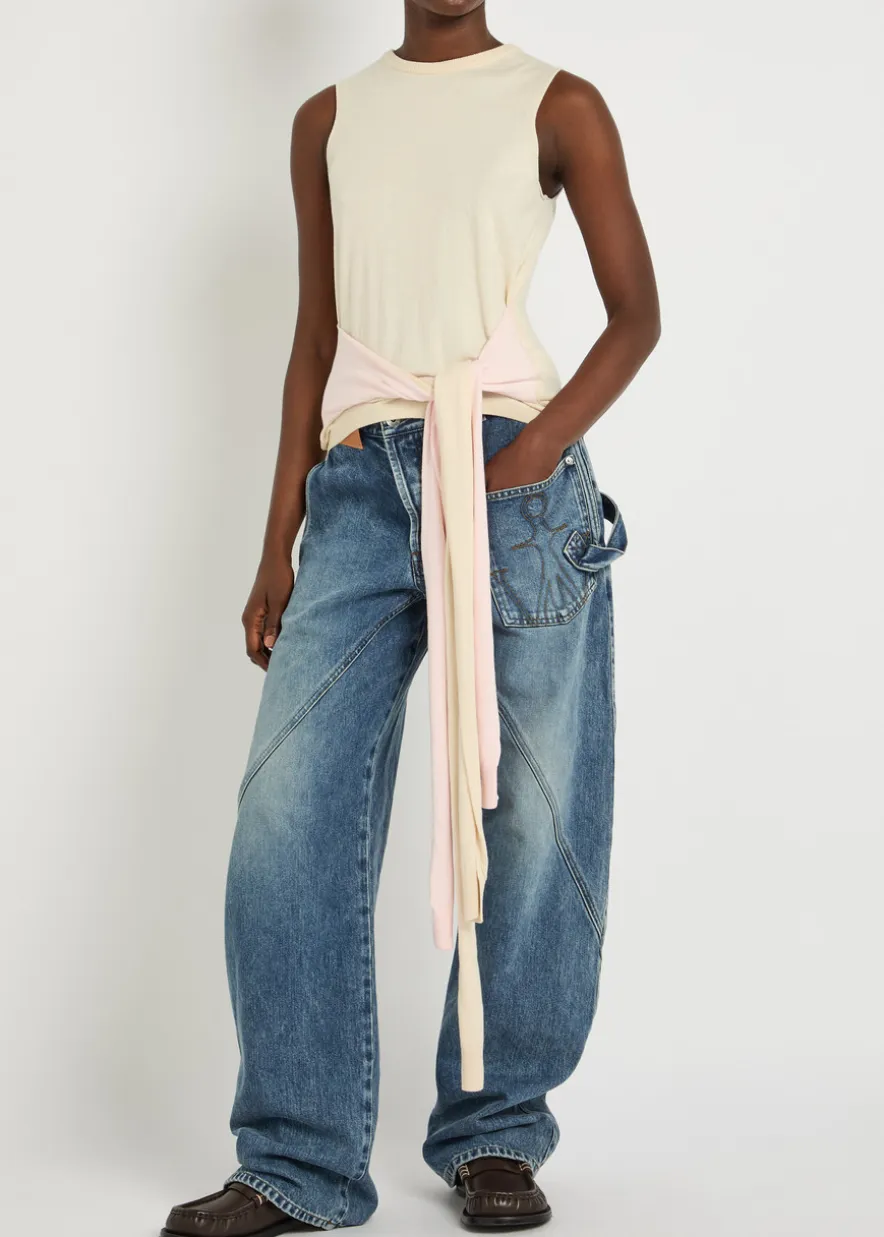Waist Tie cotton and cashmere-blend tank top