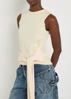Waist Tie cotton and cashmere-blend tank top