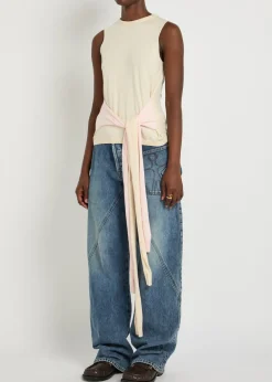 Waist Tie cotton and cashmere-blend tank top