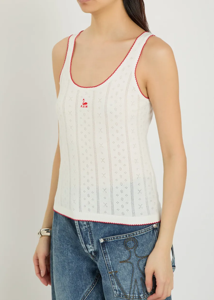 Walker pointelle-knit cotton vest top