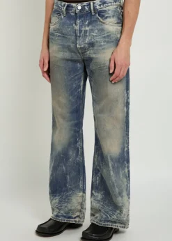 Washed relaxed straight-leg jeans