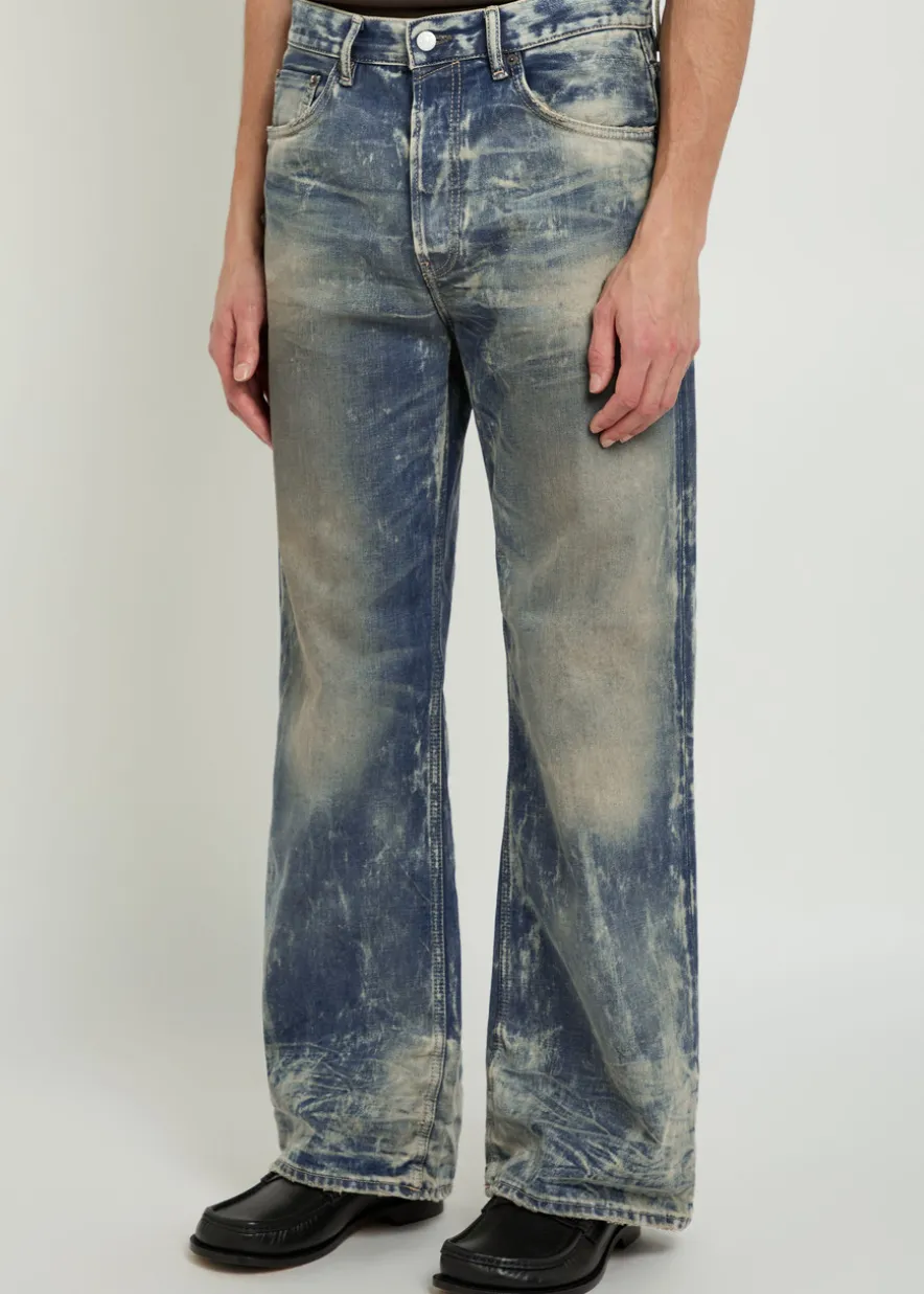 Washed relaxed straight-leg jeans