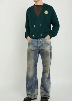Washed relaxed straight-leg jeans