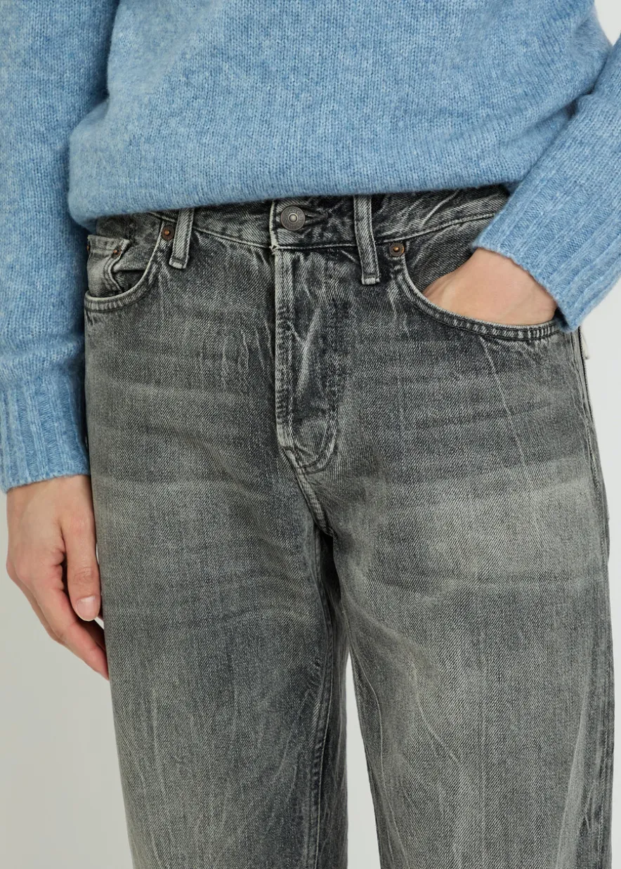 Washed relaxed straight-leg jeans