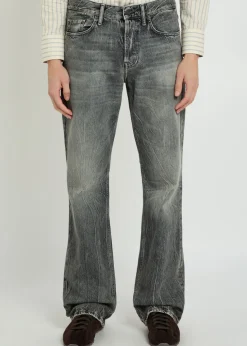 Washed relaxed straight-leg jeans