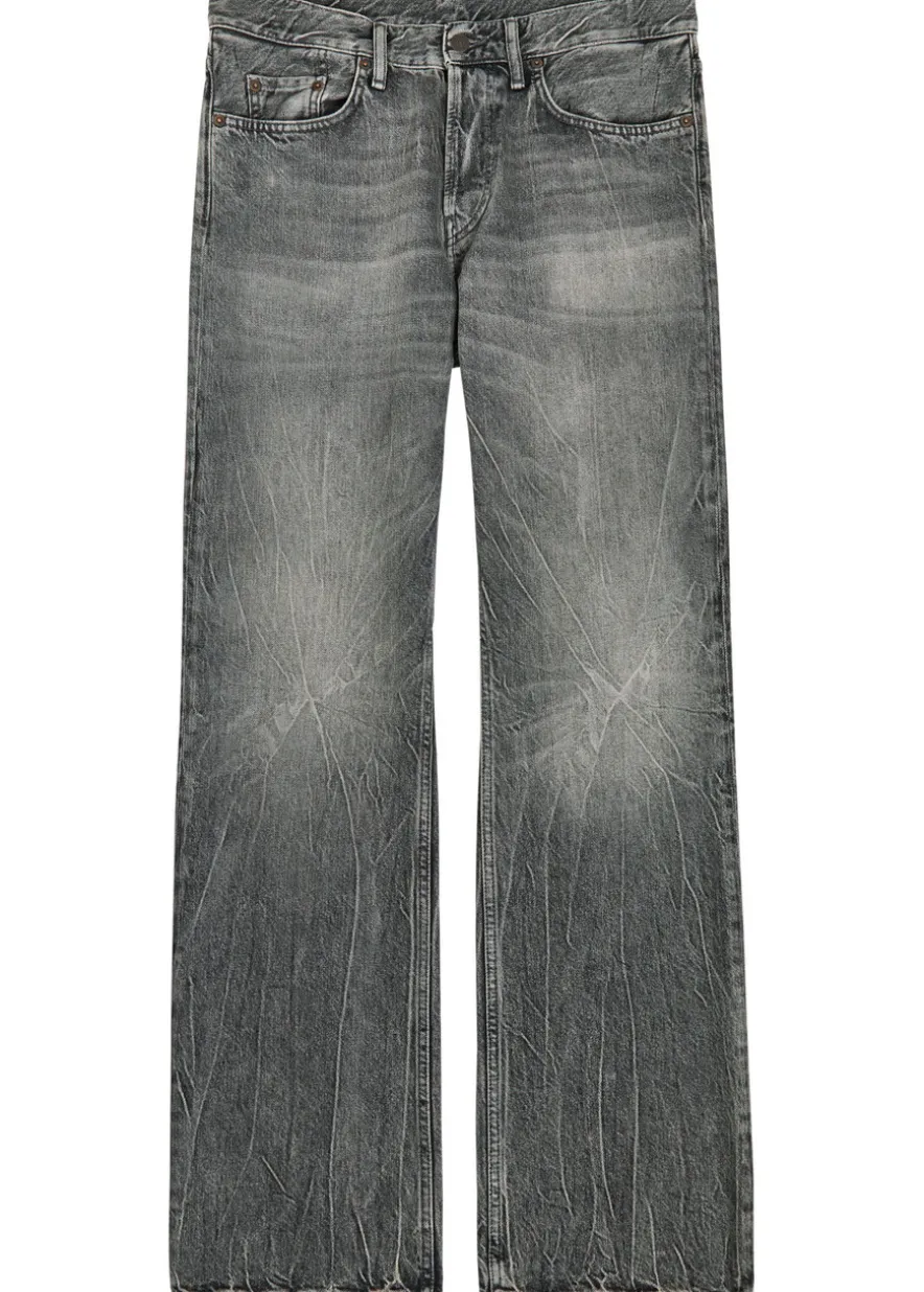 Washed relaxed straight-leg jeans