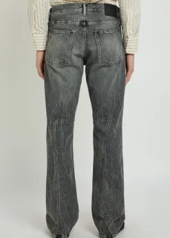 Washed relaxed straight-leg jeans