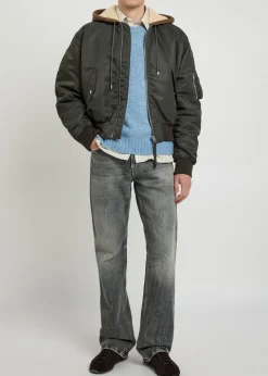 Washed relaxed straight-leg jeans