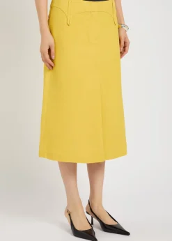 Waxed canvas midi skirt