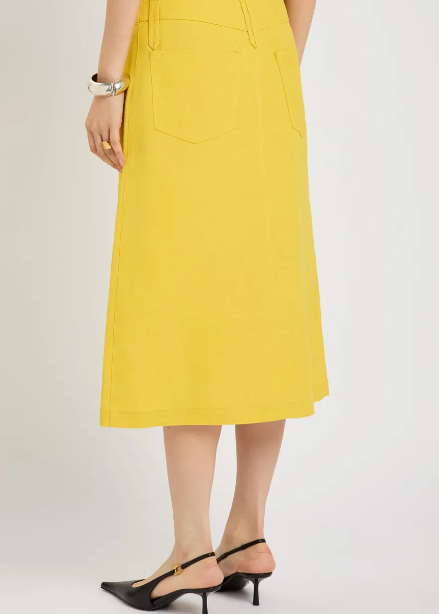 Waxed canvas midi skirt