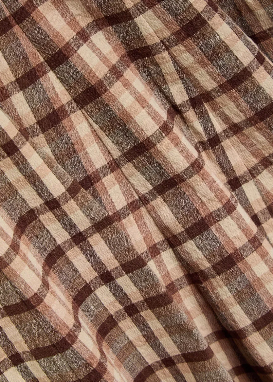 Wells checked linen-blend midi dress