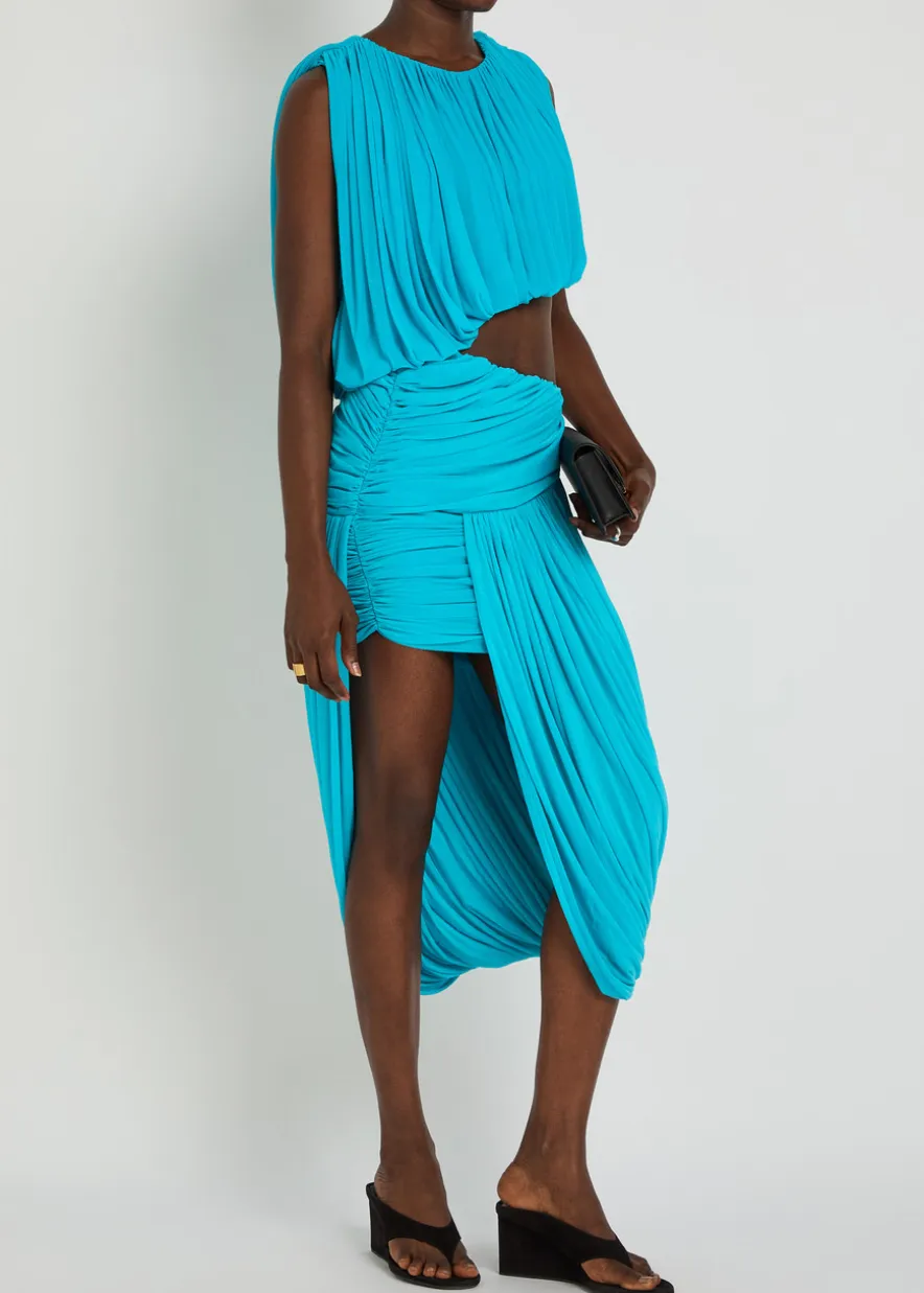 Wes asymmetric ruched tissue jersey midi skirt