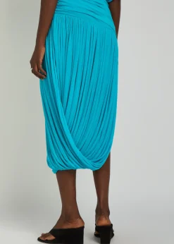 Wes asymmetric ruched tissue jersey midi skirt