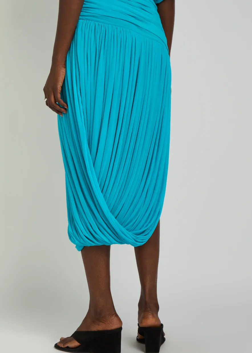 Wes asymmetric ruched tissue jersey midi skirt