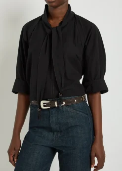 Western studded grained leather belt