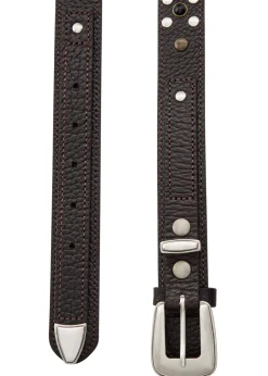 Western studded grained leather belt