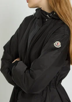 Weteau drawstring hooded nylon jacket