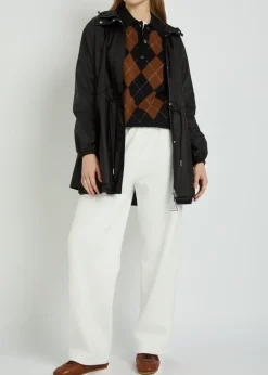 Weteau drawstring hooded nylon jacket