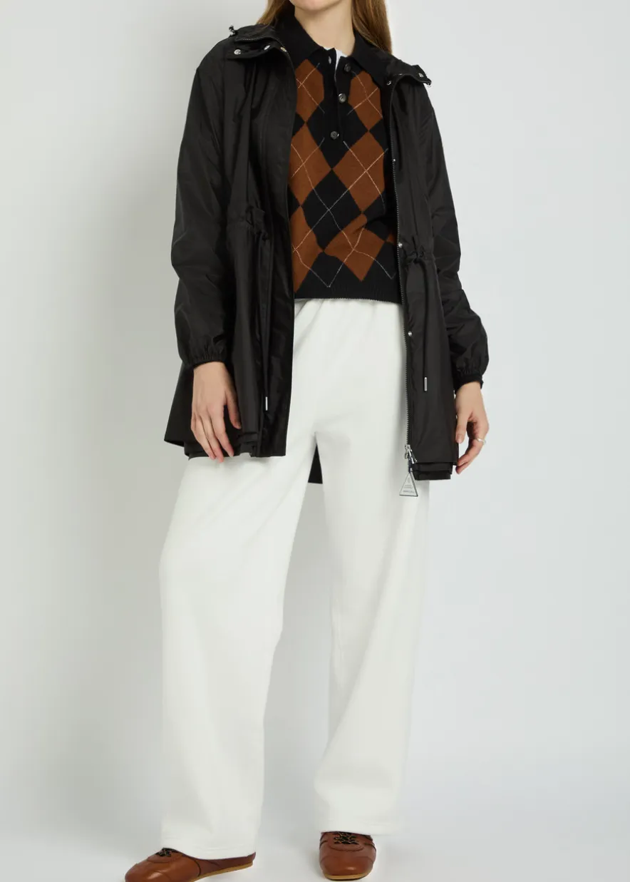 Weteau drawstring hooded nylon jacket