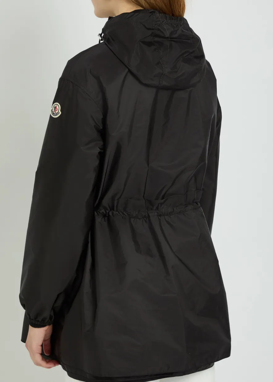 Weteau drawstring hooded nylon jacket