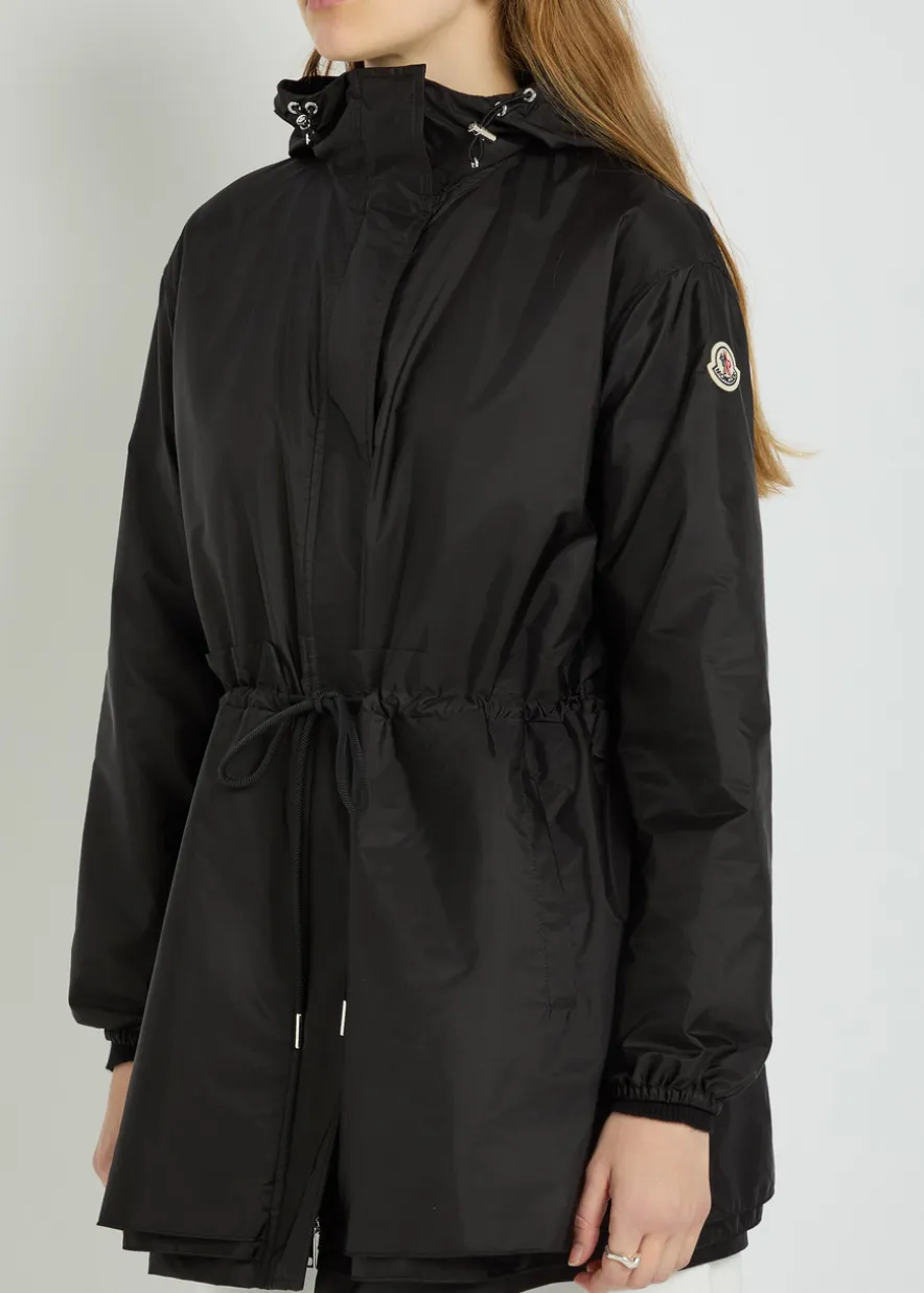 Weteau drawstring hooded nylon jacket
