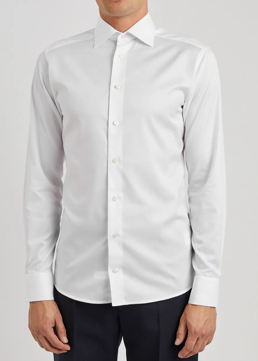 White cotton-twill shirt