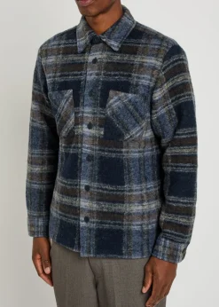 Whiting checked wool-blend overshirt